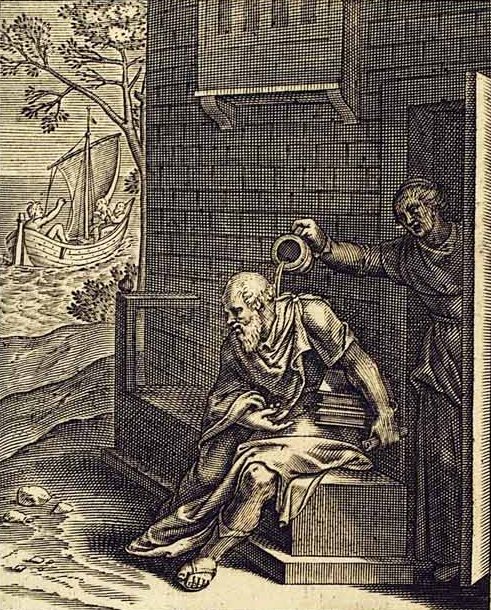 Otto Van Veen, "Socrate e Santippe", incisione, Anversa, 1607